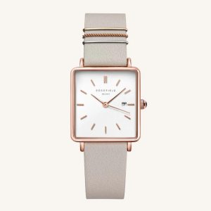 Rosefield Horloge Boxy White Grey Rose Gold QCGRG-Q028