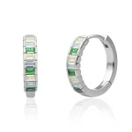 Sparkling Oorsieraden Baguette Creolen zilver | Green Hues CZ