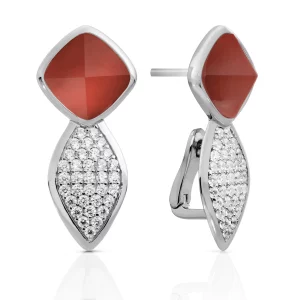 Sparkling Oorsieraden Edge Crystal Red Agate Oorstekers