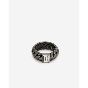 Buddha to Buddha Ring Ben Small Zwart Rhodium Zilver