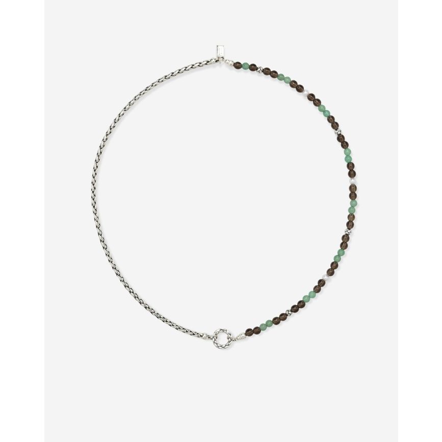 Buddha to Buddha Spirit Bead Stacking Ketting Aventurine Smokey Quartz Zilver