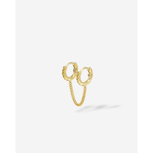 Buddha to Buddha Nathalie Hoops Double Linked Gold Vermeil Single Piece