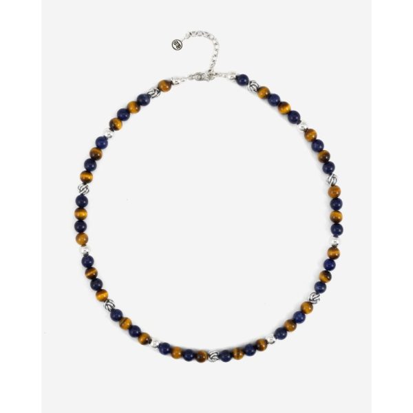 Buddha to Buddha Spirit Bead Mini Necklace Mix Sodalite Tiger Eye Silver