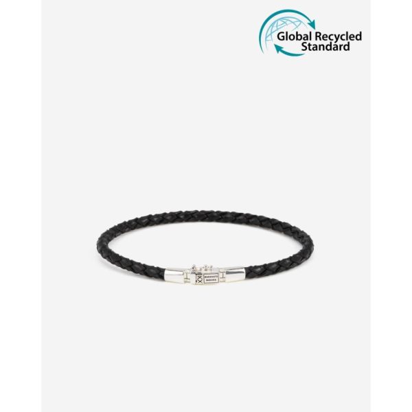 Buddha to Buddha George Mini Leather Bracelet Black Silver