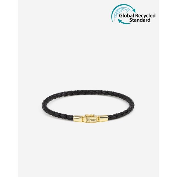 Buddha to Buddha George Mini Leather Bracelet Black Gold Vermeil