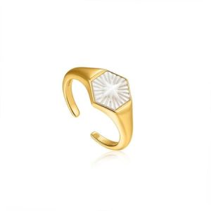 Ania Haie Compass Emblem Gold Adjustable Ring One Size