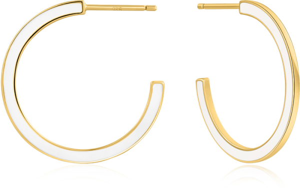 Ania Haie Optic White Enamel Gold Hoop Earrings