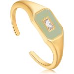 Ania Haie Sage Enamel Emblem Gold Adjustable Ring One-Size