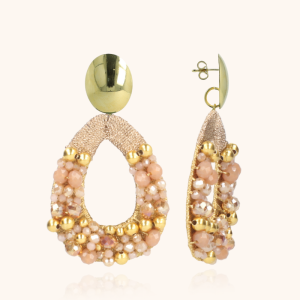 LOTT GIOIELLI - Beige Tangerine Oorbellen Cis Combi Druppel L