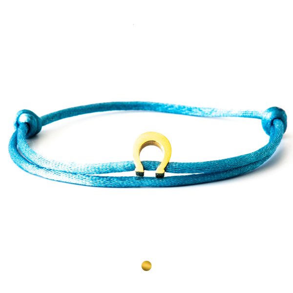Caviar Collection armband Neon Light Blue x Horseshoe Gold