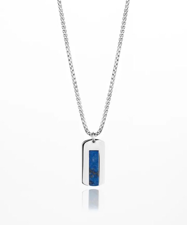 Pig & Hen Dogtag necklace Lapis-Lazuli | Silver