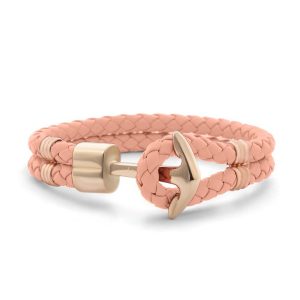 Hooked Armband Blooming Dahlia Braided Leather Roségoud