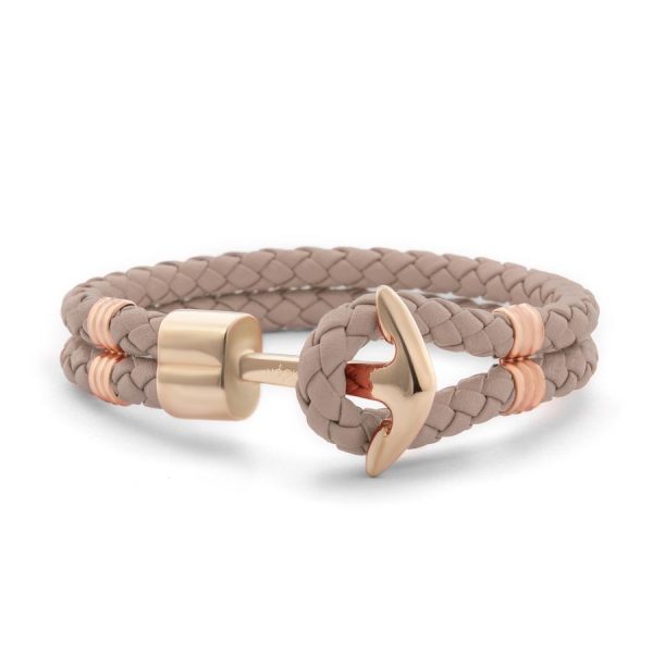Hooked Armband Butterum Braided Leather Roségoud