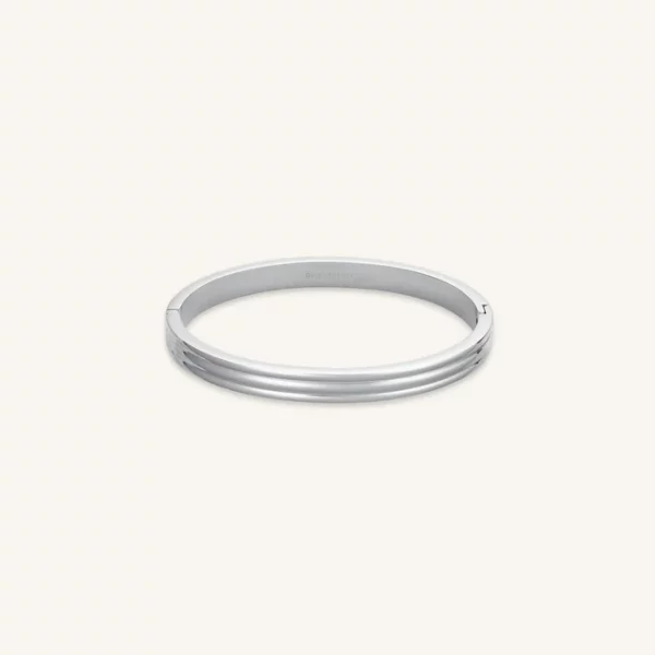 Rosefield Striped Bangle Silver