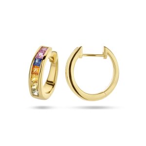 JeBow Jewels Klapoorringen Regenboog Saffier
