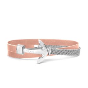 Hooked Armband Blooming Dahlia Leather Mesh Combo Zilver