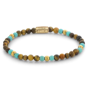 Rebel & Rose Armband Mix Tiger Turquoise - Yellowgold ionplated