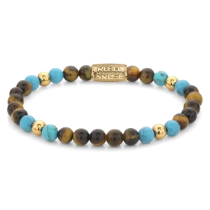 Rebel & Rose Armband Mix Tiger Turquoise - Yellowgold ionplated