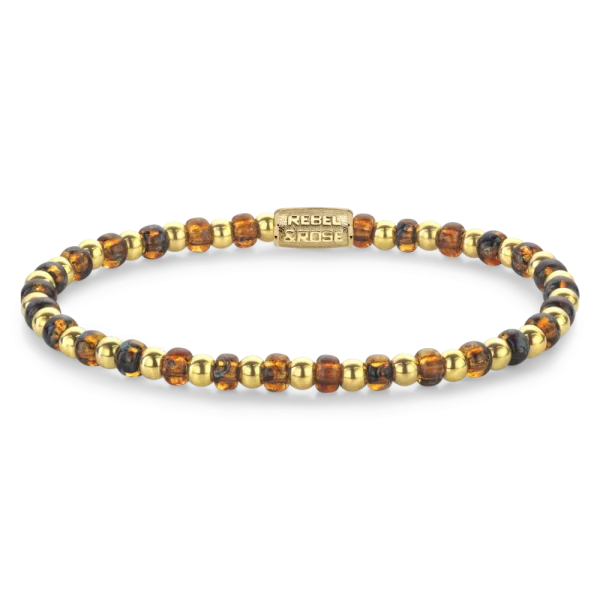 Rebel & Rose Armband Mix Glass Rocks Tiger Yellowgold