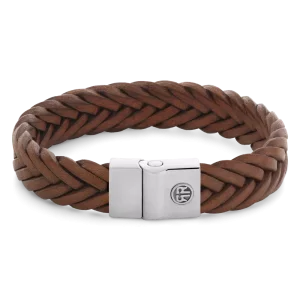 Rebel & Rose Armband Full Metal Premium Braided 12mm Cognac