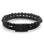 Rebel & Rose Armband Full Metal Combo 12mm Black Rocks