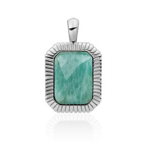 Sparkling Jewels Baguette Pendant | Rich Green Amazonite
