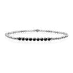 Sparkling Jewels Black Flame, CZ Tube Bracelet - Zilver