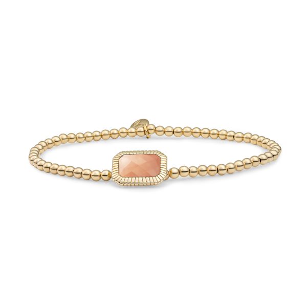 Sparkling Jewels Bracelet - Gold - Peach Rhodonite Baguette