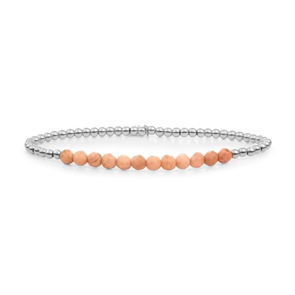 Sparkling Jewels Bracelet - Peach Rhodonite Universe - Silver 3mm