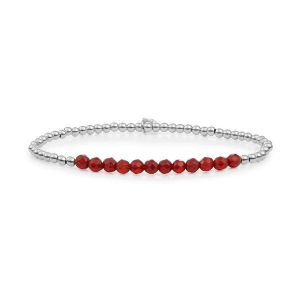 Sparkling Jewels Bracelet - Red Agate Universe - Silver 3mm