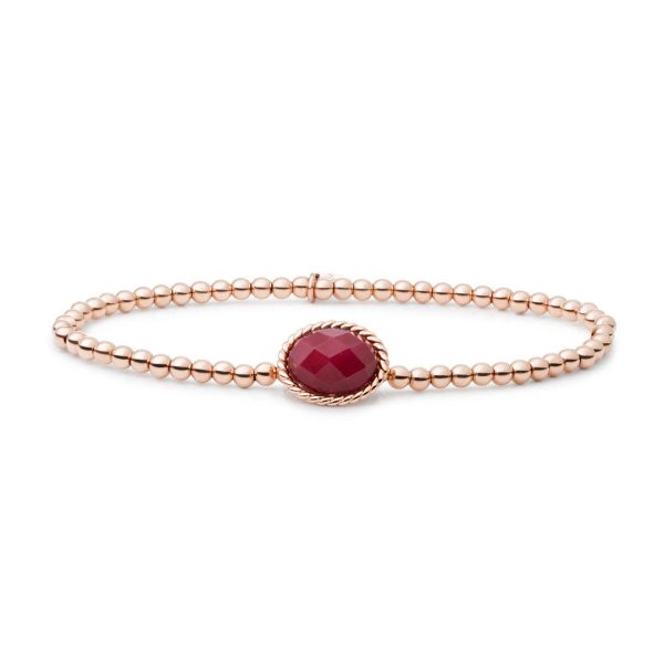 Sparkling Jewels Bracelet | Rose Gold - Red Jade Twist