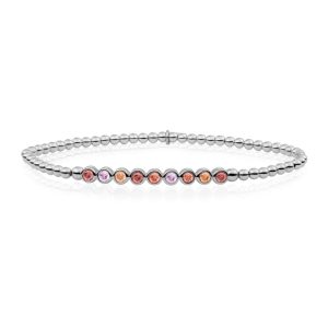 Sparkling Jewels Bracelet - Silver - Red Flame CZ tube
