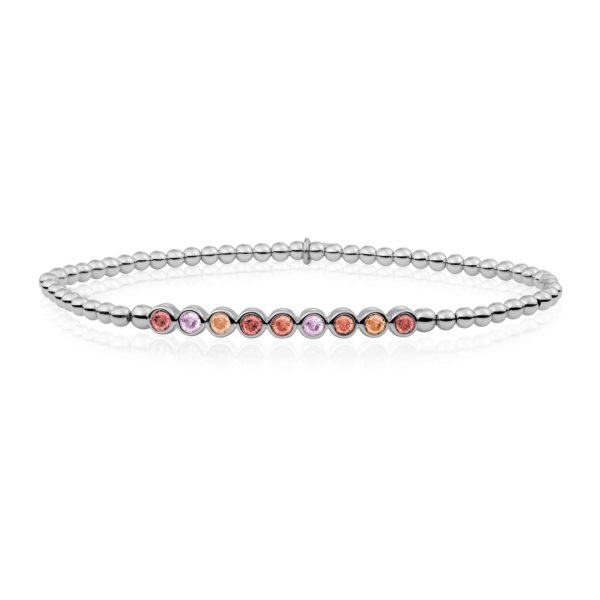 Sparkling Jewels Bracelet - Silver - Red Flame CZ tube