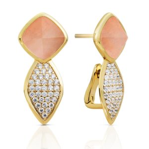 Sparkling Jewels Edge Crystal Peach Rhodonite oorstekers