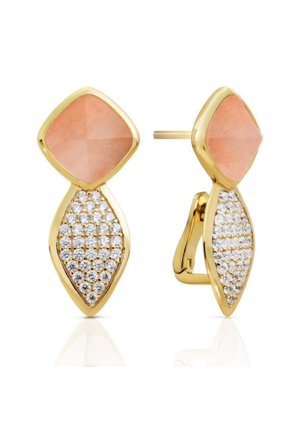 Sparkling Jewels Edge Crystal Peach Rhodonite oorstekers