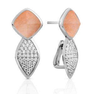 Sparkling Jewels Edge Crystal Peach Rhodonite oorstekers