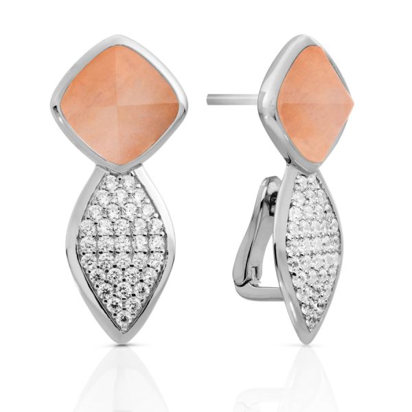 Sparkling Jewels Edge Crystal Peach Rhodonite oorstekers