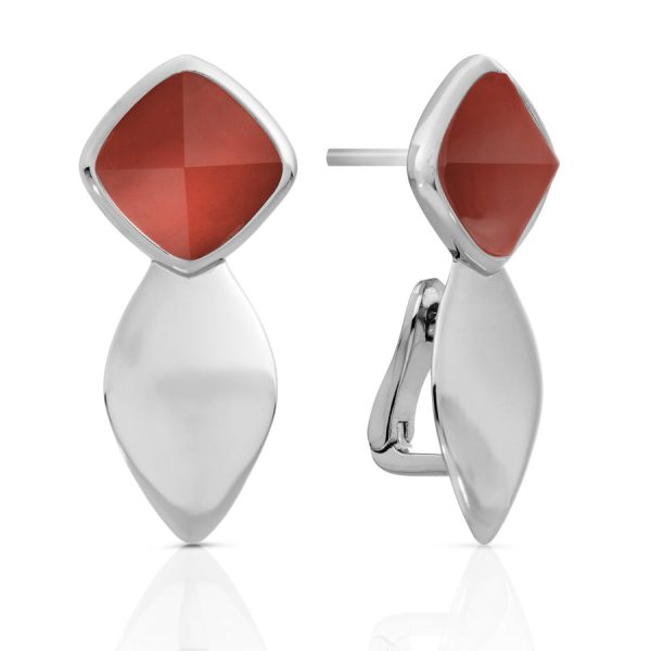 Sparkling Jewels Edge Red Agate Oorstekers