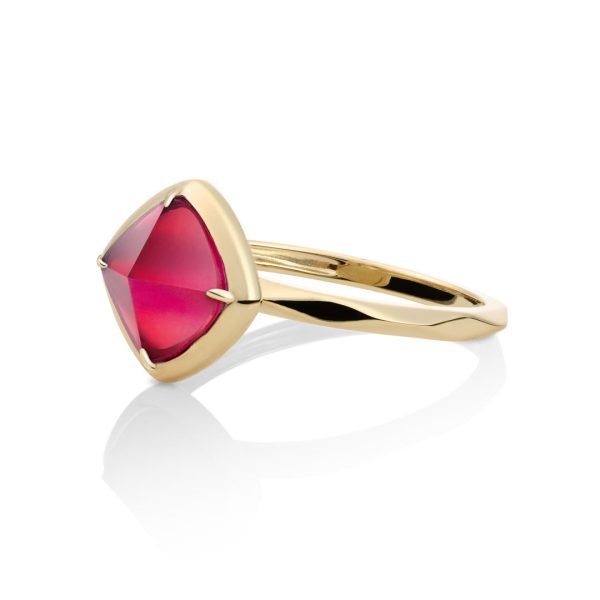 Sparkling Jewels Edge Ring Fuchsia Quartz | 9 karaat