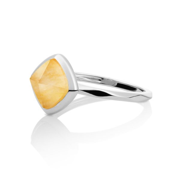 Sparkling Jewels Edge Ring Yellow Jade - Zilver