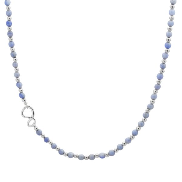 Sparkling Jewels Link Ketting Blue Lace Agate Mix Zilver