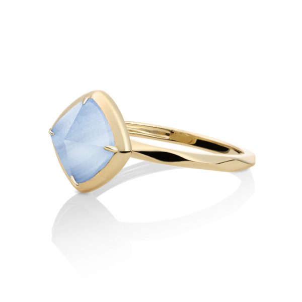 Sparkling Jewels Ring | 9k Gold - Blue Lace Agate Edge - 54