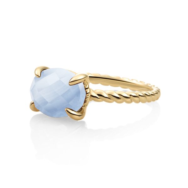 Sparkling Jewels Twist Ring Blue Lace Agate | 9 karaat