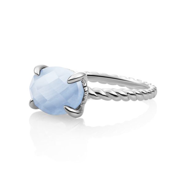 Sparkling Jewels Twist Ring Blue Lace Agate - Zilver