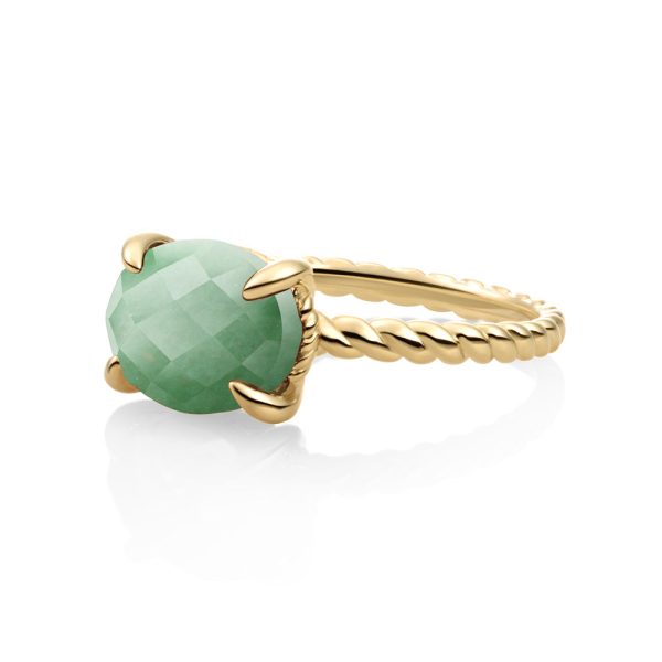 Sparkling Jewels Twist Ring Green Aventurine | 9 karaat