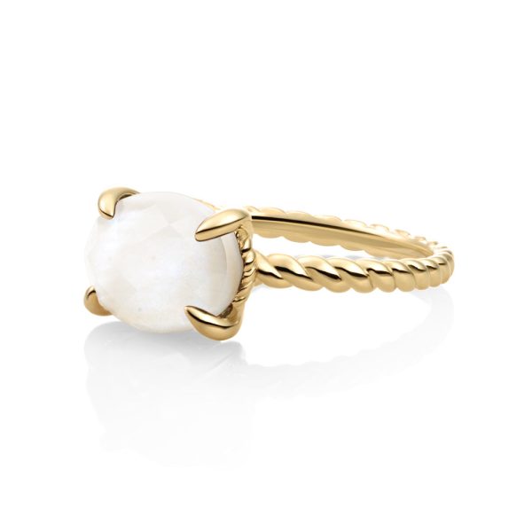 Sparkling Jewels Twist Ring Mother of Pearl | 9 karaat