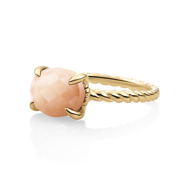 Sparkling Jewels Twist Ring Peach Rhodonite - 9 karaat