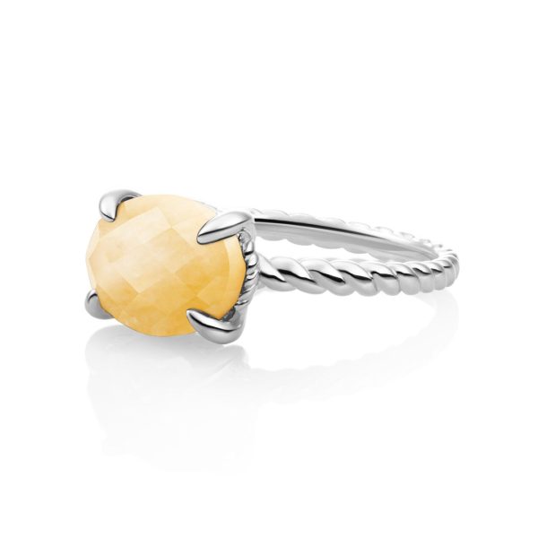 Sparkling Jewels Twist Ring Yellow Jade - Zilver