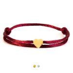 Caviar Collection armband Neon Bordeaux x Heart Gold