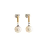 Boccia vergulde titanium oorstekers met parel 05043-02